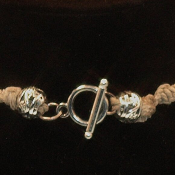 Dragonfly on a Milky Blue-White Teardrop on a Handmade 17" Tan Hemp Necklace - Picture 3 of 3